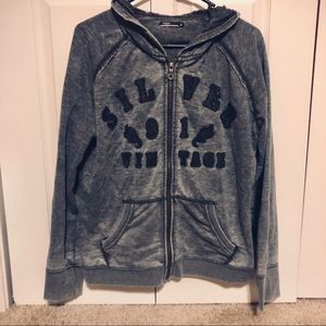 Silvers Jeans Company Lace Washed Hoodie Zip Up